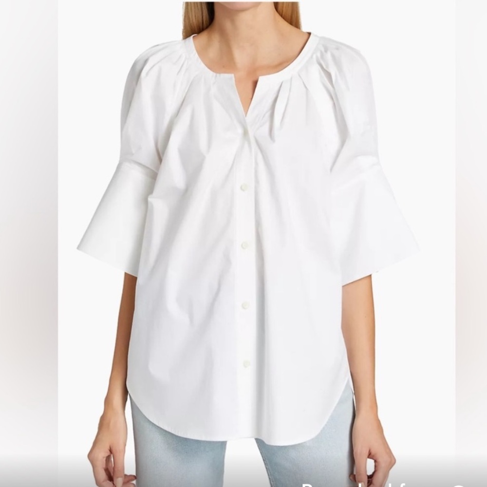 NWT A.L.C.  White Button Up short sleeve Blouse size 2